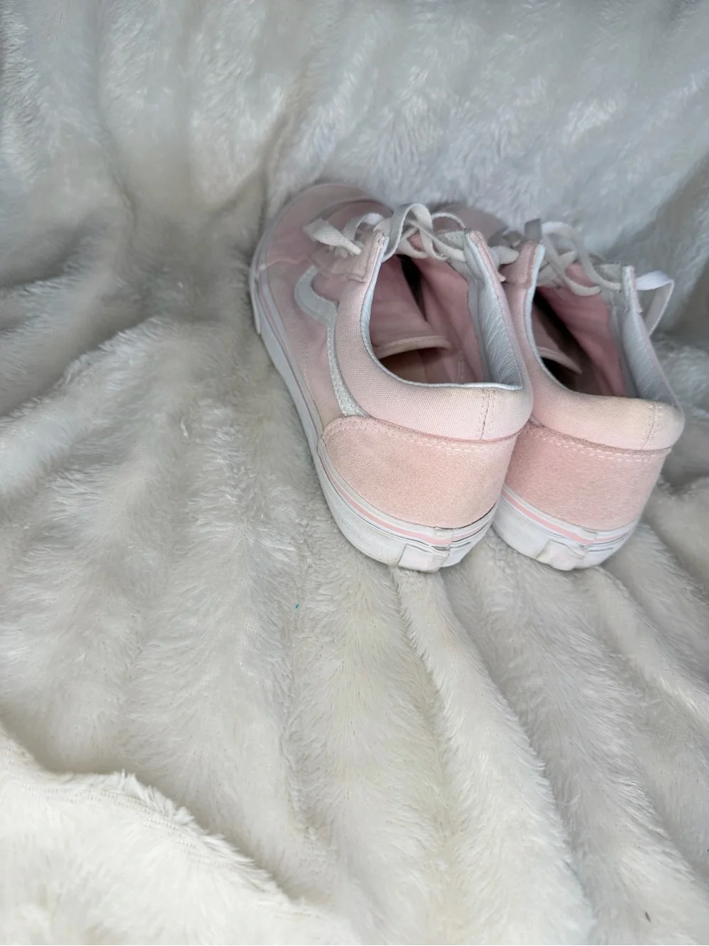 Vans Pink and White Low-Top Sneakers kids 6 or Women 7.5